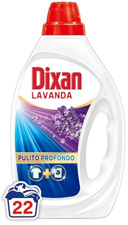 Dixan Liquido Lavanda Detersivo Lavatrice (22 Lavaggi), Detersivo liquido lavatrice per una pulizia del bucato, profumo di lavanda e freschezza igienica per la lavatrice, Rimuove le macchie da 20°C