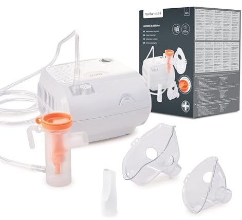 Nuvita 5023 Aerosol a Pistone per Terapia Respiratoria Efficace - Nuova Versione del Modello 5020, Alte Prestazioni, Basso Rumore, Compatibilità con Tutti i Medicinali