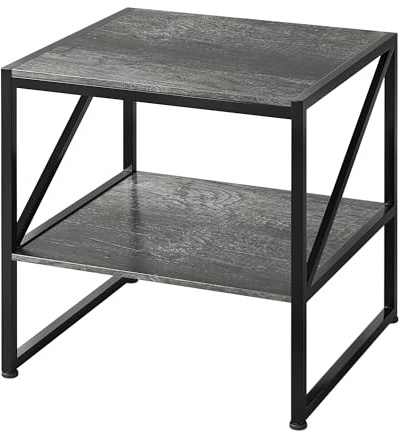 MUTUN 50 cm quadratischer Beistelltisch, 50 cm Beistelltisch für Wohnzimmer, Nachttisch für Schlafzimmer, Nachttisch, kleiner Tisch, graue Eiche