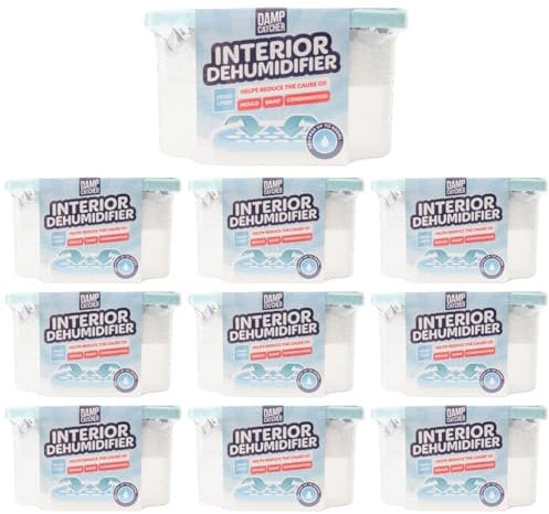 Damp Catcher Disposable Dehumidifier for Home 400ml Pack of 10 Moisture Absorber Dehumidifiers for Damp, Mould, Kitchen, Wardrobe, Bedroom, Caravan, Office, Garage, Bathroom Mini Condensation Absorber