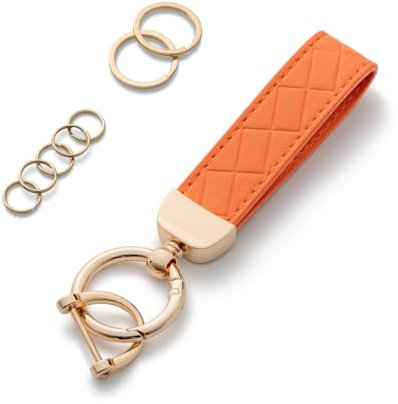 AOKSUNOVA Porte-clés de voiture en cuir pour femme, Orange, Taille unique