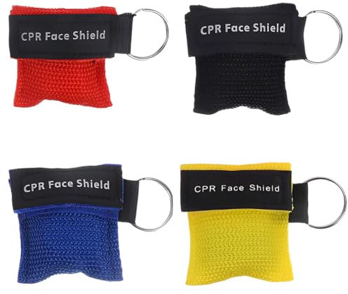 NHQZ 4 Stück Beatmungsmaske Erste Hilfe, CPR Maske Face Shield, Beatmungsmaske Schlüsselanhänger, Tragbarkeit Beatmungsbeutel, Mund zu Mund Beatmung Schutz für Die Notfallrettung(A)
