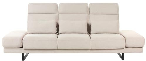 3-Sitzer Sofa Stoff beige mit Verstellbarer Sitztiefe Armlehnen 3 Kissen Ikast