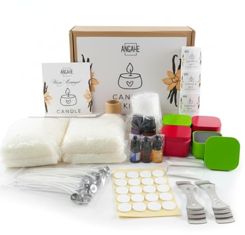 ANGAHE Kit para Hacer Velas Aromáticas con Cera de Soja Natural y Moldes