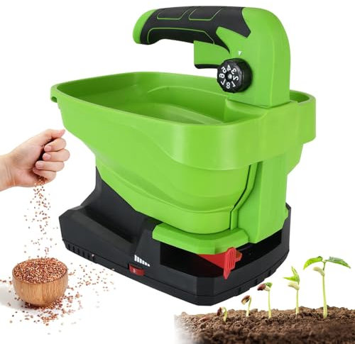 YXZQLOZ Cordless lawn seeder, handheld fertilizer lawn seeder with battery, salt spreader variable flow, 8-speed adjustable lawn fertilizer dispenser, grass seed