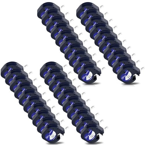 Pristar 40x Schriftband Kompatible für Dynmo XR Etikettenband 91221 S0721660 Kompatible für Dynmo 200B LT-100H LT-100T 80 Beschriftungsgerät Kunststoff Band 12mm x 4m Schwarz auf Weiß