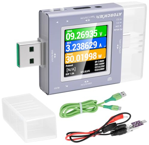 Ransanx USB Tester Power Meter + Digitales Oszilloskop +Pulssignalgenerator 2-in-1 Abtastsignalleitung DC 0-50V 6,5A Multimeter PD 3,0 Typ C Spannungsstromtester für PD 2,0/3,0 QC 2.0/3.0 etc