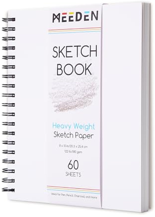 MEEDEN Skizzenbuch 20,3 x 25,4 cm: Zeichenblock 180g/m² Spiralgebunden | Skizzenblock mit DIY-Einband für Erwachsene Künstler - 60 Blatt Dickes Skizzenpapier Sketchbook zum Skizzieren Illustration