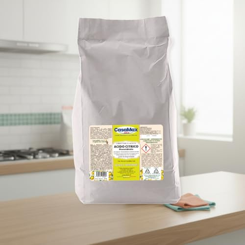 Acido Citrico per Pulizia in Polvere, Cura Lavastoviglie e Lavatrice, Azione Disincrostante e Anticalcare per Bagno, formato convenienza busta da 3 Kg