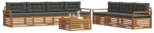 vidaXL Outdoor-Sofagarnitur mit Kissen 8 pcs Natur und Anthrazit, Gartenlounge, modernes Outdoor-Sofa-Set, langlebige Terrassenmöbel, Bequeme Sitzmöglichkeiten