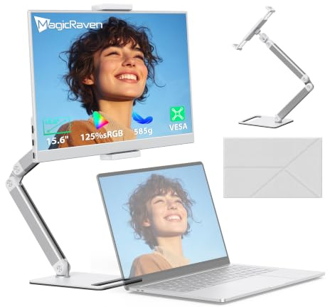 15,6 Monitor Portatile,1080P Schermo Portatile con Support&Custodia Tripla | 125%sRGB FHD IPS HDR HDMI USB C Monitors con Altoparlanti,Portable Monitor per Laptop/PC/Smartphone/PS4/5/X-BO/Swit-ch