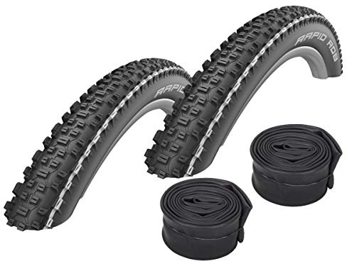 Set: 2 x Schwalbe Rapid Rob White Stripes MTB Reifen 26x2.25 + Schwalbe Schläuche Autoventil