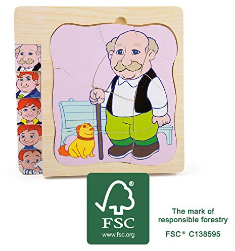 small foot 11029 by Legler Schichtenpuzzle Opas Leben Spielzeug, Mehrfarbig
