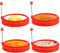 HengLiSam 4 Stück Eierringe zum Braten, 4 Zoll Antihaft-Silikon-Spiegeleierringformen, Runder Eierring zum Kochen von Perfekten Eiern, Omeletts, Pfannkuchen, Hitzebeständiger Handgriff (Rot)