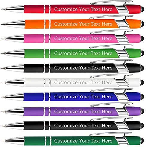 Kugelschreiber Personalisiert mit Gravur Kugelschreiber Personalisierter mit Namen Logo Wunschtext, Stift Personalisierte Geschenk für Maenner, Frauen, Bachelor, Geburtstag, Farbmischung,10 Stück