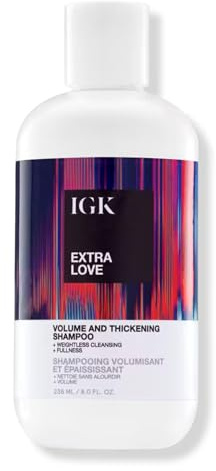 IGK EXTRA LOVE Volume & Thickening Shampoo | Volumizing Shampoo for Fine, Thin Hair | Hydrates + Supports Scalp Care | Vegan + Cruelty Free | 8 oz