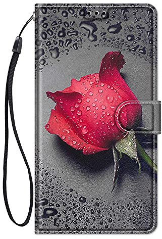 ChoosEU Case for iPhone XR Wallet Case Leather Case with Magnetic Closure Card Slot Holder Flip Cover Design Cute Animal Pattern for Girl Women Shockproof Phone Case for iPhone XR - Red Rose