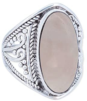 mantraroma Anello da donna in argento con pietra di quarzo rosa, pietra preziosa rosa insolita e giocosa