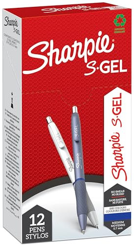 Sharpie S-Gel | Gelschreiber | mittlere Spitze (0,7 mm) | Schäfte in Eisblau und Perlweiß | blaue Tinte | 12 Stück