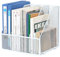 EasyPAG Desktop Metal A4 Magazine File Holder Mesh Desk Tidy Office Literature Document Ring Binder Paper Organiser Filing Rack,4 Compartments,White