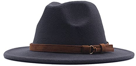 BIISDOST Rollbarer Outdoor Filzhut Trekkinghut, Wasserabweisend, Faltbar, Ledergarnitur, Huteinlagen, Klassischer Breiter Floppy-Panamahut FüR Damen Mit GüRtelschnalle Aus Woll-Fedora-Hut