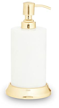 Premier Housewares White Marble Lotion Dispenser/Durable Marble/Suitable For Everyday Use/Manual Soap Dispenser/Cool White Hand Soap Dispenser/Dimensions are W10 x D10 x H14cm