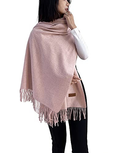 ACNCN Écharpe pashmina en cachemire pour femme - 300 g - Extra large - Épais - Pour l'hiver, rose pâle, 200cm*70cm