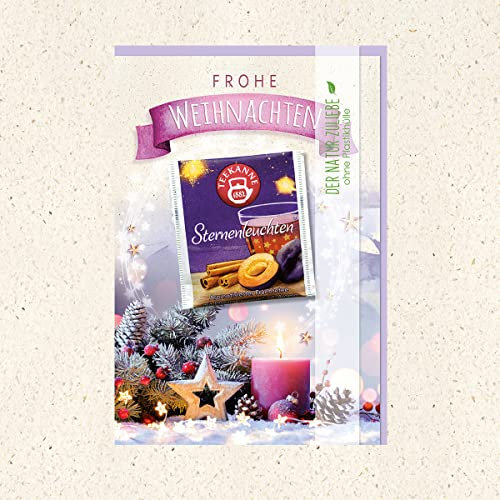 KE - Frohe Weihnachten Klappkarte, DIN B6, mit Pflaume-Zimt Teebeutel, perfekt als Weihnachtsgruß, Motiv: Kerze