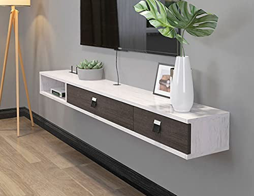 KAXGU Floating Tv Stand Cabinet, Drawer Type Wall Multimedia Storage Shelf, Suitable for Stoset-Top Boxes DVD Players/White/140Cm
