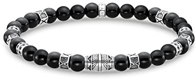 Thomas Sabo Herren Armband mit schwarzen Onyx-Beads Silber, aus geschwärztem 925er Sterlingsilber, Länge 15,5 cm, A2087-507-11-L15,5