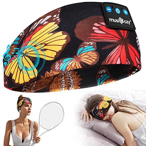 MUSICOZY Sleep Headphones Bluetooth 5.4 Headband Headphones Soft Sleeping headphones with thin Speakers for Travel/Sport/Relax/Yoga/Meditation,16 Hrs + Playing Time Tech Gadgets for Men Women Teens