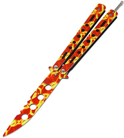 Andux Acier Inoxydable Camping Outil Bagage à Main Couteau Pliant (Rouge + Jaune)
