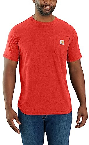 Carhartt Herren Force Relaxed Fit Midweight Short-Sleeve Pocket 104616 T-Shirt, Red Barn Heather, Mittel