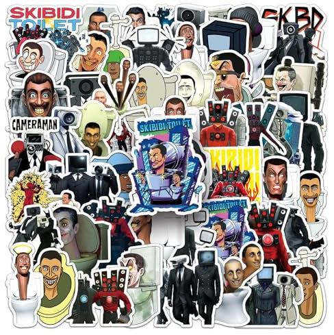 60 Stück Skibidi Toilet Aufkleber Niedliche Funny Toilet Man Sticker für Skateboard Laptop Wasserflaschen Scrapbook Auto Fahrrad Gepäck,Wasserdicht Coole Cartoon Aufkleber für Kinder Erwachsen