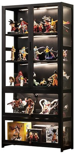 JSWHYBD Curio Vitrine Mit Acrylglastür Vitrine Im Wohnzimmer 3/5-stufige Vitrine, Vitrinen Aus Natürlichem Bambus Für Sammlerstücke Aufbewahrungsschrank Mit Hoher Kapazität, Starke Tragfähigkeit