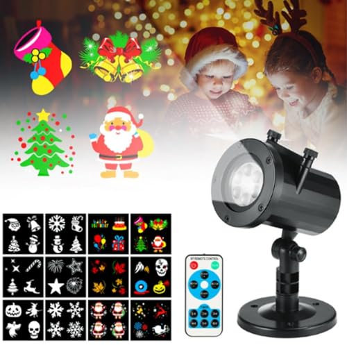 Schneefall-LED-Lichtprojektor, [Aktualisierung 2024] Weihnachten rotierende Schneeflocken-Projektorlampe, IP65 wasserdichter weißer Schnee für Weihnachten, Party, Gartenhaus, dekorative Beleuchtung