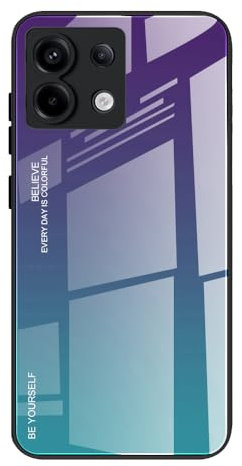 Dedux Funda para Xiaomi Redmi Note 13 Pro 5G, Carcasa Degradado de Color Vidrio Templado Anti-rasguños Funda, TPU de Silicona Suave Case Cover (Violeta/Verde)