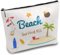 CREATCABIN Kit Survie Plage,Trousse Maquillage Toile,Trousse Cosmétiques,Trousse Stylos Multi-Usages avec Fermeture Éclair Métal,Trousse Toilette Voyage,Pochettes Portables pour Fans,Femmes,25x18cm