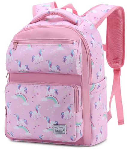 VASCHY Kinderrucksack, Niedlich Wasserabweisend 12L Vorschule Kinder Rucksack Kindergartenrucksack Schulrucksack Kleinkind Rucksack für Mädchen Jungen Schule Reisen Rosa Einhorn