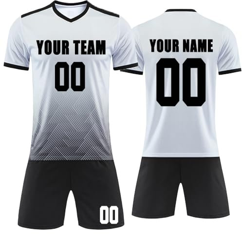 MEDUOLA Individuell gestaltbare Fußballtrikots oder -sets, personalisierte Fußballtrikots für Erwachsene und Kinder, Customisation Geschenke (Weiß 913)