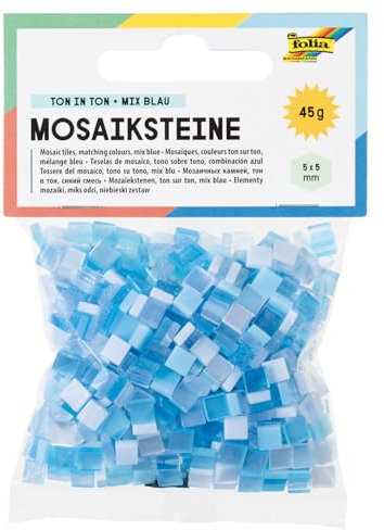 CREATIV DISCOUNT NEU Kunstharz Mosaiksteine Ton-in-Ton-Mix, 45g, 5x5mm, 700 Stück, Blau