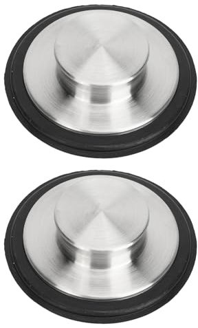 2 Stück Abflussstopfen für Küchenspüle, 8cm Edelstahl Spültisch Stopfen mit Gummi Kanten, Abflussdeckel Spüle Abfluss Stöpsel für Badewanne, Küche, Bad