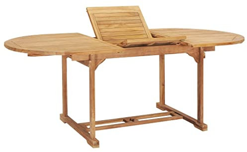 SDWEHO7 Gartentisch ausziehbar Balkontisch Ausziehtisch Wetterfest Holz Garten Balkon Esstisch, 150-200 x 100 x 75 cm Massivholz Teak