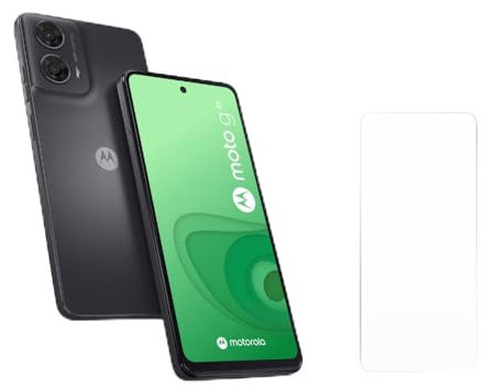 Motorola G24 128Go Noir Charbon + Verre trempé, Smartphone débloqué, écran 6,6, Double capteur 50MP, Dolby Atmos, Batterie 5000 mAh, Chargeur 20W et Coque de Protection Inclus
