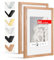HIMEETIME® 2x Bilderrahmen DIN A4 21x30 cm,aus massivem Eichenholz,Natur Eiche Holz Rahmen | Display A5(15x21cm) Bild mit Passepartout |für Wandbehänge oder Tischdekoration
