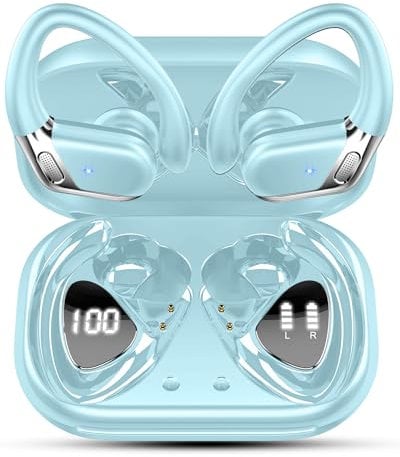 Wireless Earbuds, 2025 Bluetooth 5.4 Headphones Sports, 50H Stereo Wireless Earphones with Mic CVC 8.0 Noise Reduction, 1.5 H USB-C Fast Charge, IP7 Waterproof Wireless Headphones for Running, Blue