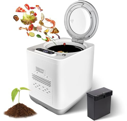 FfiMe Compostiera elettrica da Cucina, Secchio per Compost da appoggio Intelligente per Interni ed Esterni, Secchio per Compost Elettrico inodore da 3,8 Litri di Grande capacità