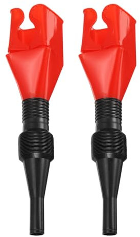 sourcing map 2pcs Flexible Snap Funnel, Universal Plastic Draining Oil Tool Retractable Automotive Fuel Funnel for Cars and Motorcycles, Red