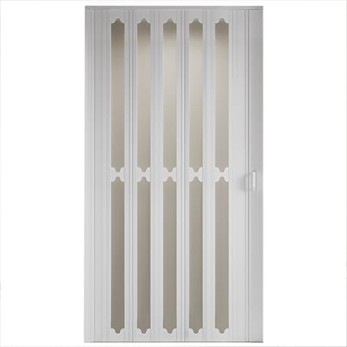 Porte AccordéOn Interieur Porte accordéon pliable de 21 à 80 po, porte accordéon intérieure pliante en PVC blanc avec rail supérieur et poignée, pour séparateur de pièce de cuisine, garde-manger(21x80