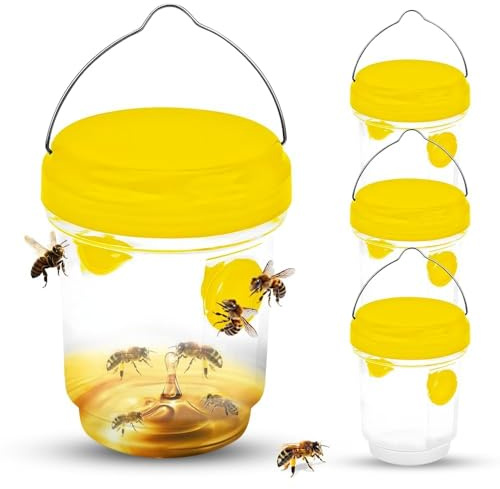 yotutun 4 Pack Wasp Trap, Wasp Traps Outdoor Hanging Yellow Jacket Trap for Hornet Fruit Fly Bee Catcher Reusable Waterproof Wasp Killers Trap for Garden Patio Courtyard Camping Outdoor